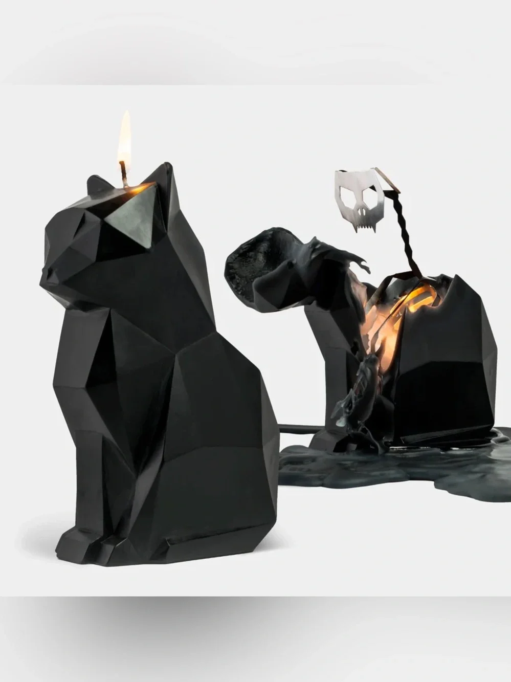 PyroPet KISA Black Cat Skeleton Candle - The Original 7” Goth Halloween